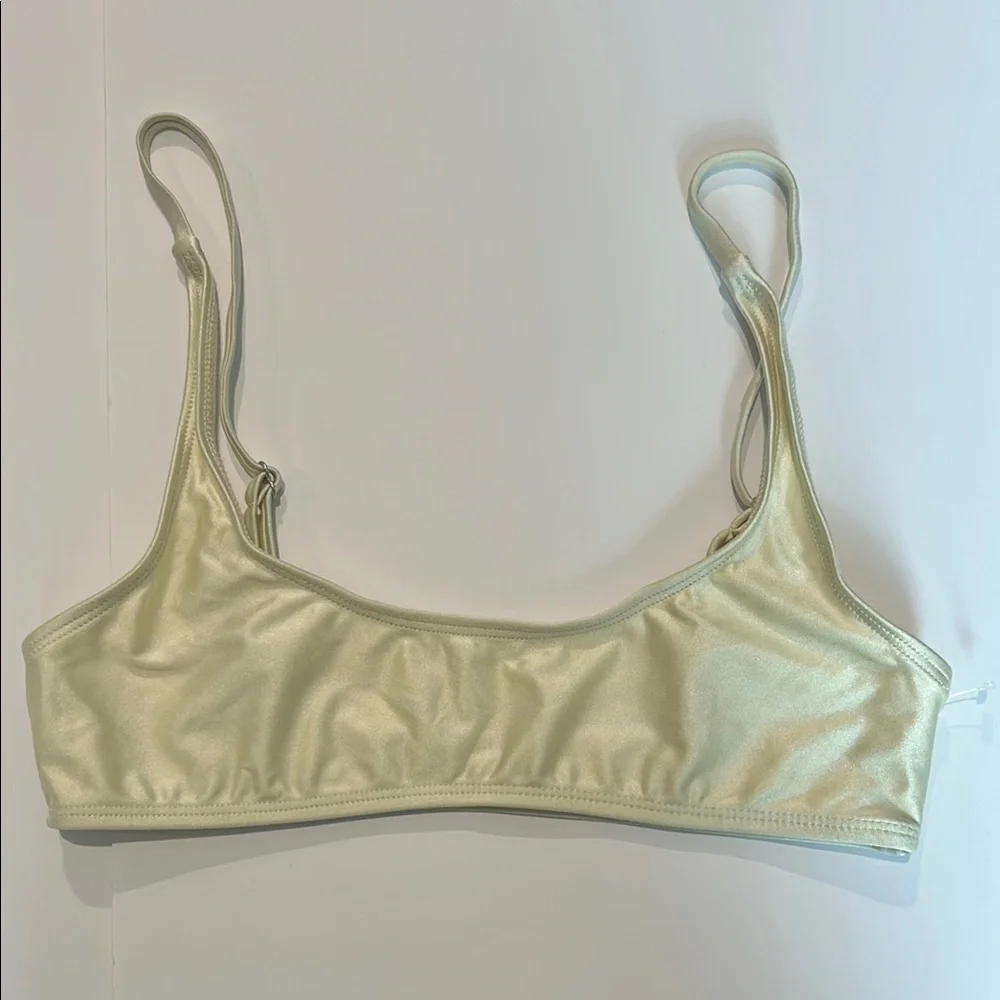 Ris-k shiny gold bikini swim top size small new